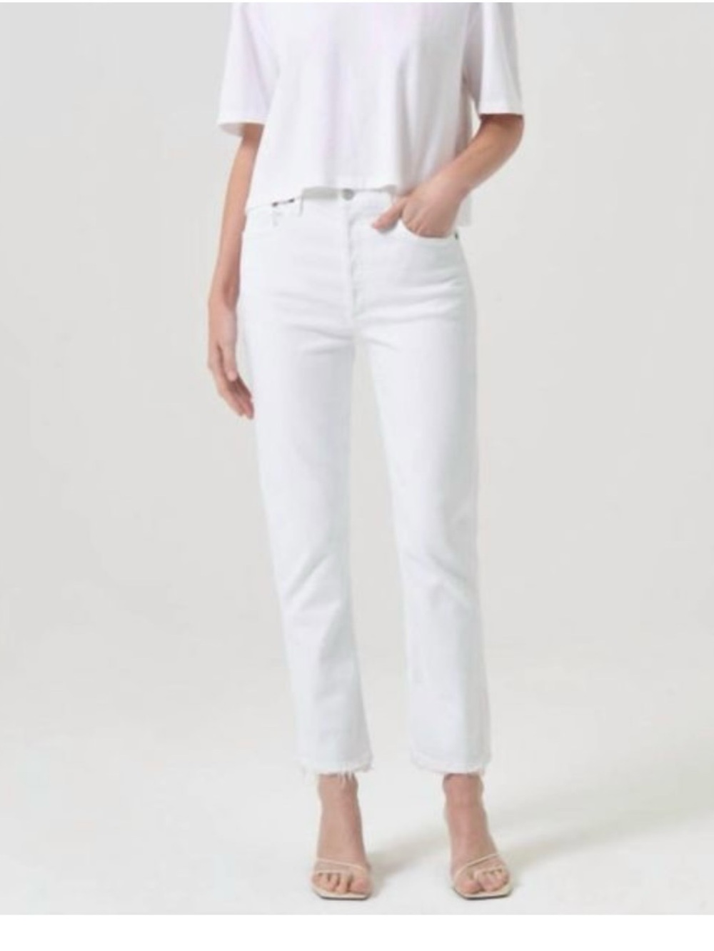 AGOLDE  Riley White High-Rise Straight Crop Jeans